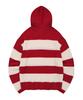 FALLETT Striped Sheer Knit Hoodie Red