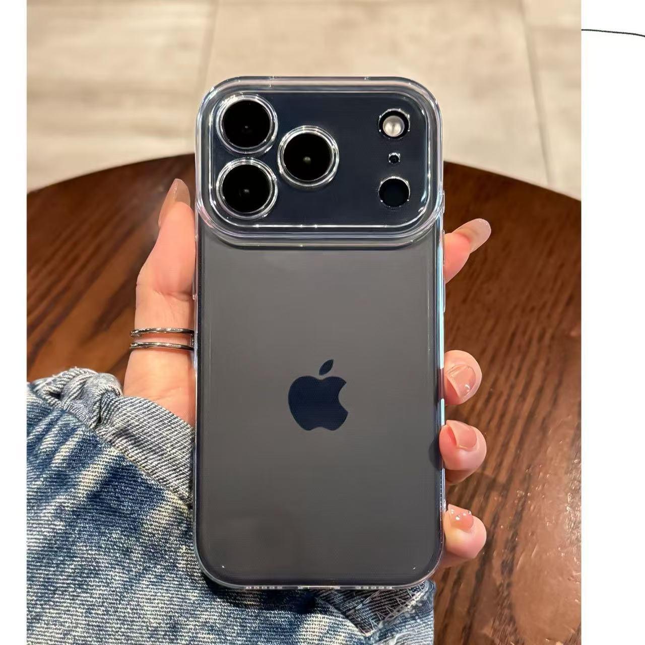 

Drop-Proof Transparent Solid Color Phone Case for iPhone 13-17 Pro Max, Full Coverage, European American Style iPhone 13 Pro Max