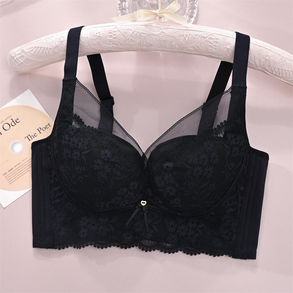 

Factory 1111 bra new products gather lace jacquard baby cotton small chest breathable comfortable medium thick cup 34/75 чёрный