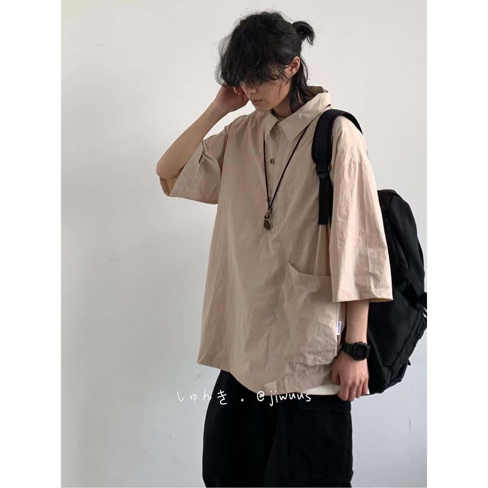 

Рубашка поло с коротким рукавом и воротником, мужская рубашка с коротким рукавом, нишевый дизайн, минималистская рубашка, парный топ для колледжа 2XL абрикосовый