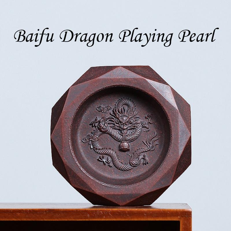 

Фиолетовый глиняный чайник с подшипником Baifu Dragon, играющий жемчуг, держатель для чайника, фиолетовая глиняная пепельница, аксессуары для чайной церемонии
