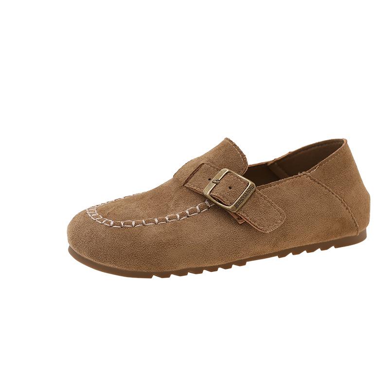 Retro Suede Round Toe Mary Janes with Hidden Heel & Soft Sole Loafers