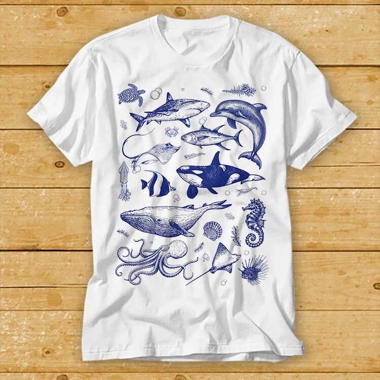 Ocean Nature Sea Animal Whale Orca Turtle Dolphin Nature T Shirt Tee 2401 S
