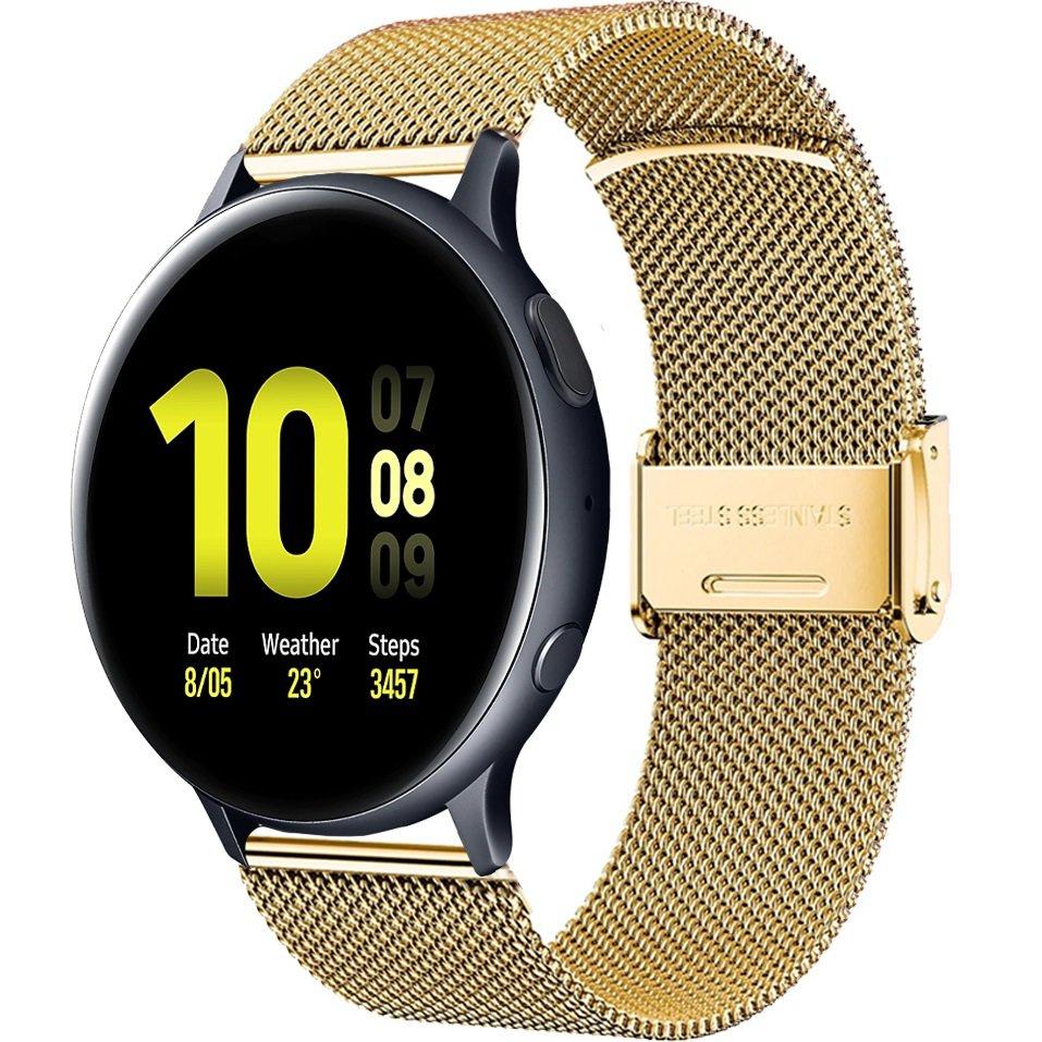 Milanese Bracelet + Case with Screen Protector for Samsung Galaxy Watch Active 2 40mm, Gold