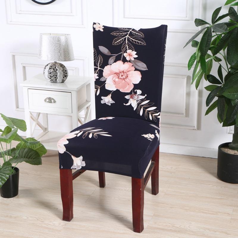 Printed Chair Cover Elastic Kitchen Seat Cover Stretch Chair Covers for Dining Room Wedding Hotel Banquet Washable