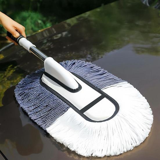 Extendable Car Dust Cleaning Kit with Soft Microfiber Head And Stiff Rim Brush Telescoping