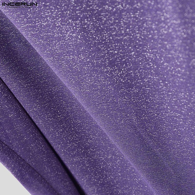 INCERUN Herren Hochgeschlossenes Ärmelloses Einfarbiges Glitzer Figurbetontes Lässiges Tanktop Weste