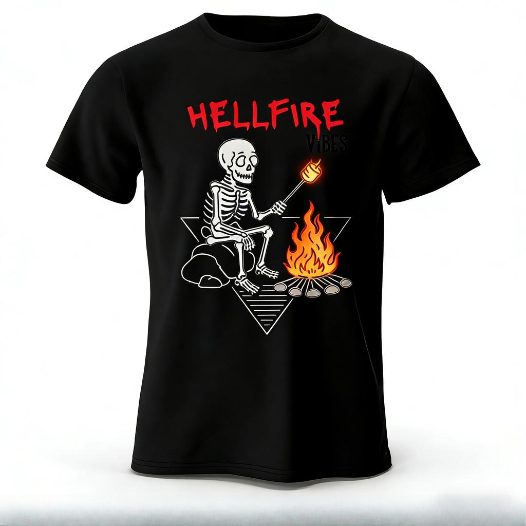 Hellfire Vibes Edgy Printed Mens TShirt 100 Cotton Oversized Trendy Dark Graphic Tees for Women Tops Tees Casual Streetwear
