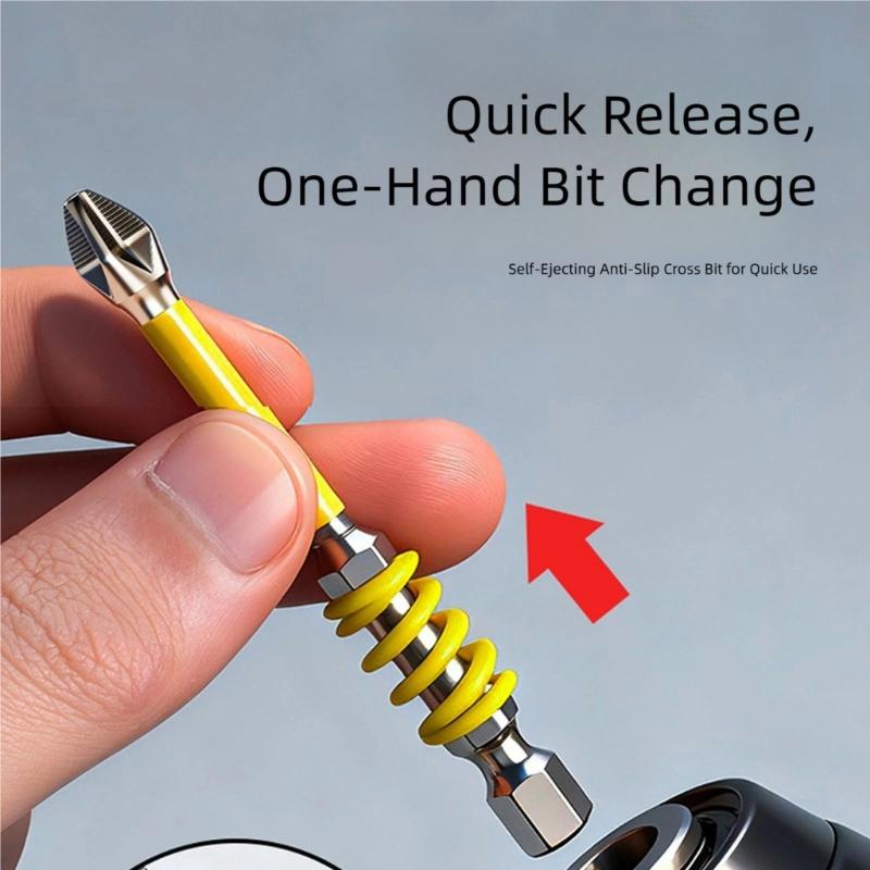 2Pcs High Strength Nonslip Drill Bit 6.35mm with Spring Loaded Feature Antislip for Electrician Tool Fastening