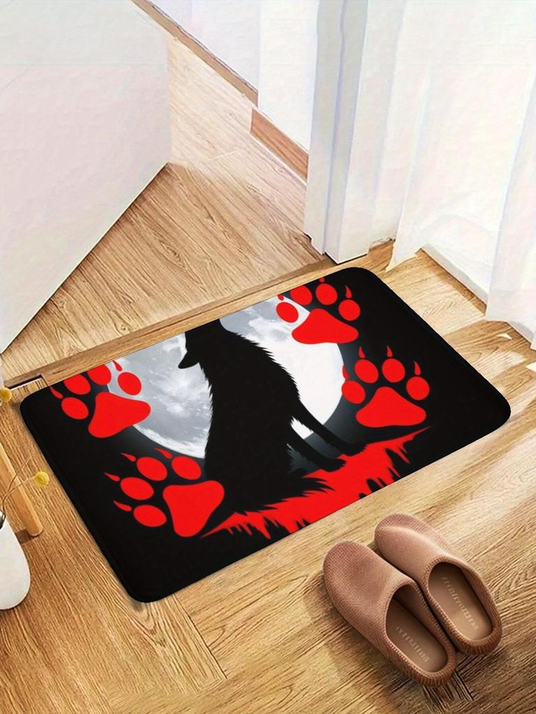 1 Stück Wolf Küchenteppich Rutschfeste Fußmatten Pop-Design Badezimmerteppich Badematte Teppich für Zuhause Spüle Wäsche Dekor