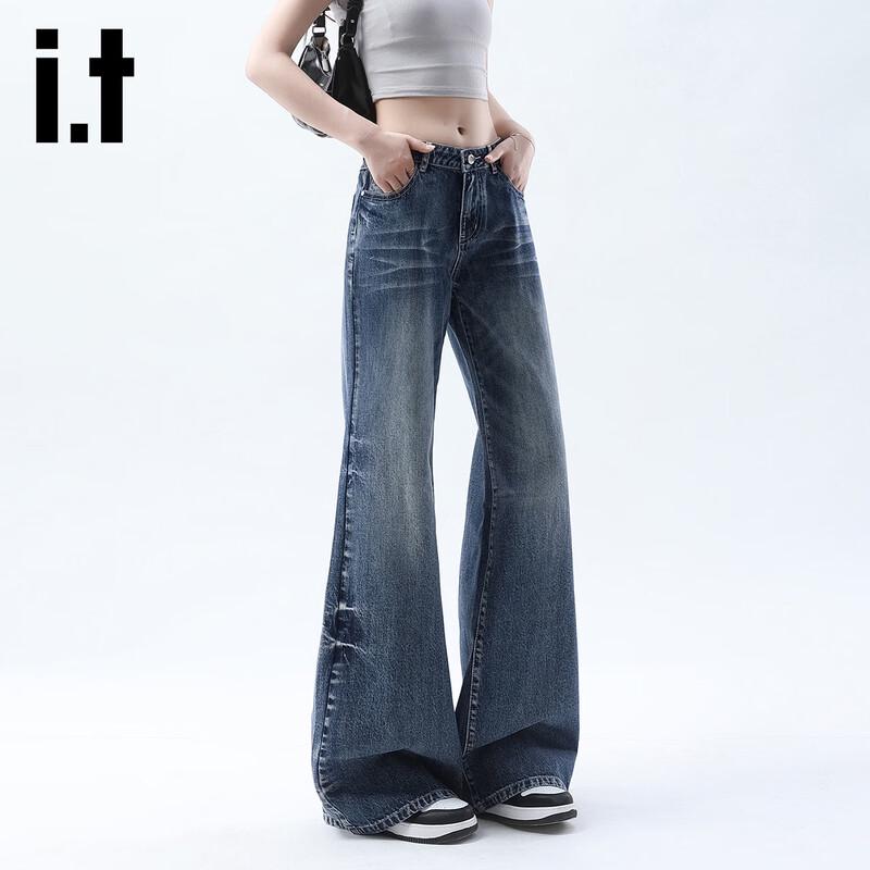 izzue it Женские джинсы клеш с высокой посадкой L