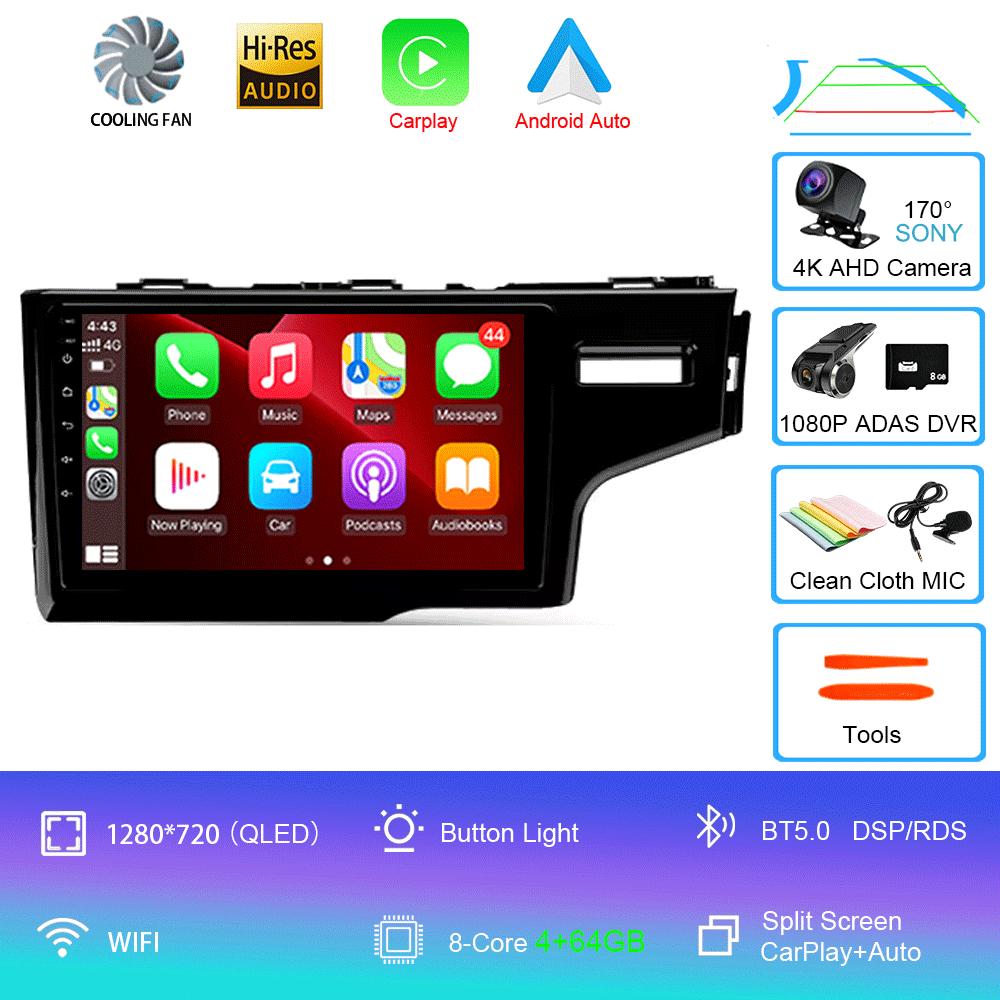 Car Radio Android 14 Carplay For Honda Jazz 3 2015-2020 Fit 3 GP GK 2013-2020 RHD Multimedia Video Player Stereo GPS Head Unit