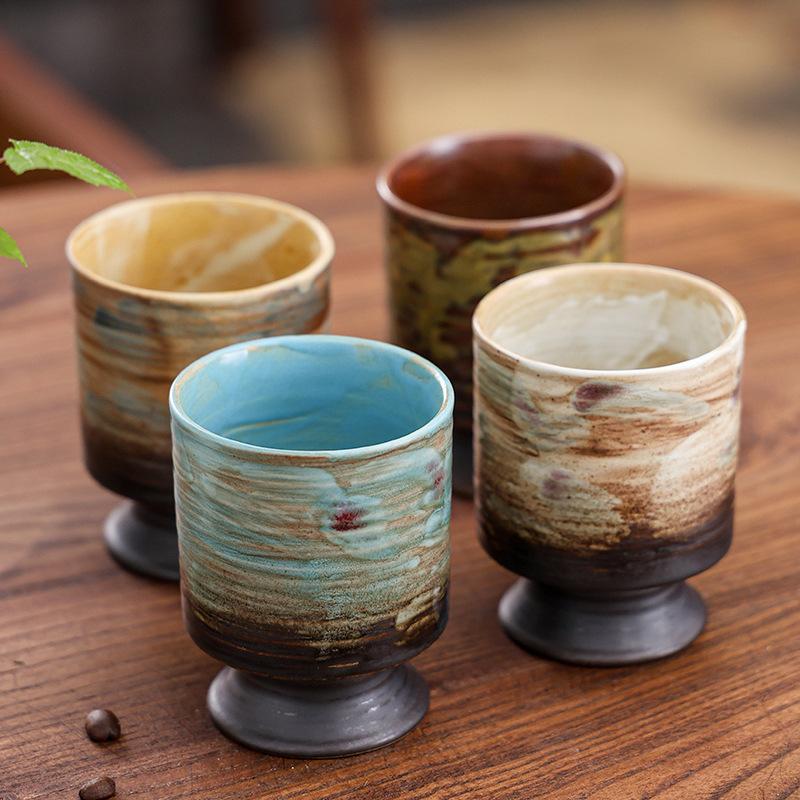 Retro Ceramic Coffee Cup Graffiti Kiln-Changed Latte Cup Creative Coarse Pottery Afternoon Teacup