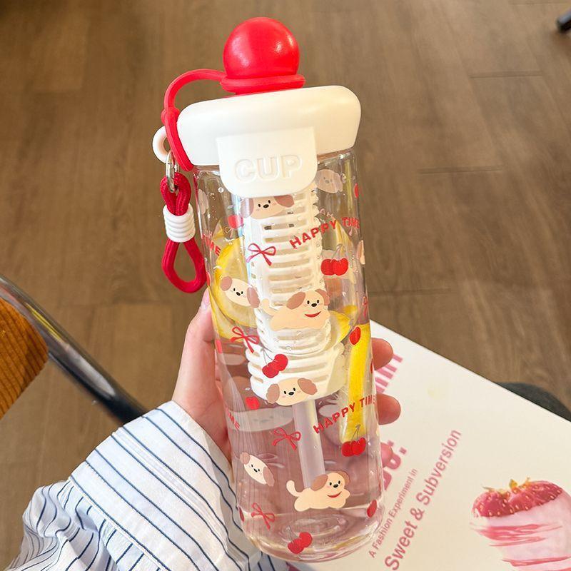 New stainless steel float thermos cup high value outdoor portable rope straw cup cute cartoon water cup