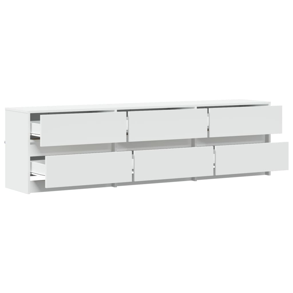 TV Cabinet with LED Lighting White 180 x 34 x 50 cm Engineered Wood