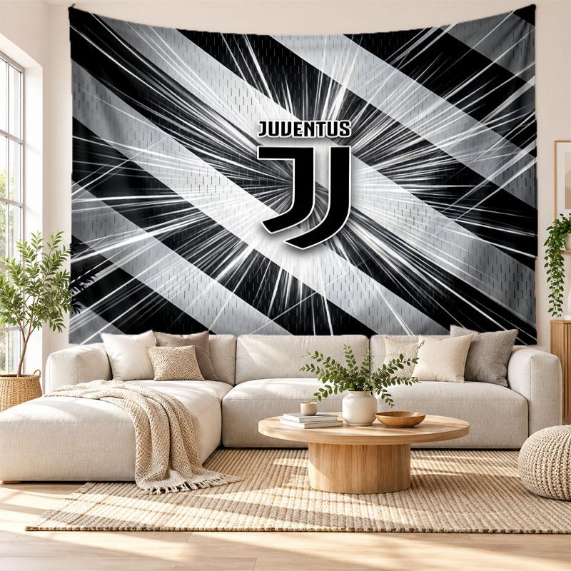Juventus FC Wall Tapestry, Soft Fabric Wall Hanging, Decorative Backdrop For Bedroom Home Wall Art