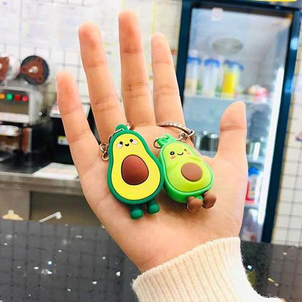 Bag Pendant Couple Key Rings Jewelry 3D Keychain Smiling Avocado Simulated Fruit Avocado Keychain