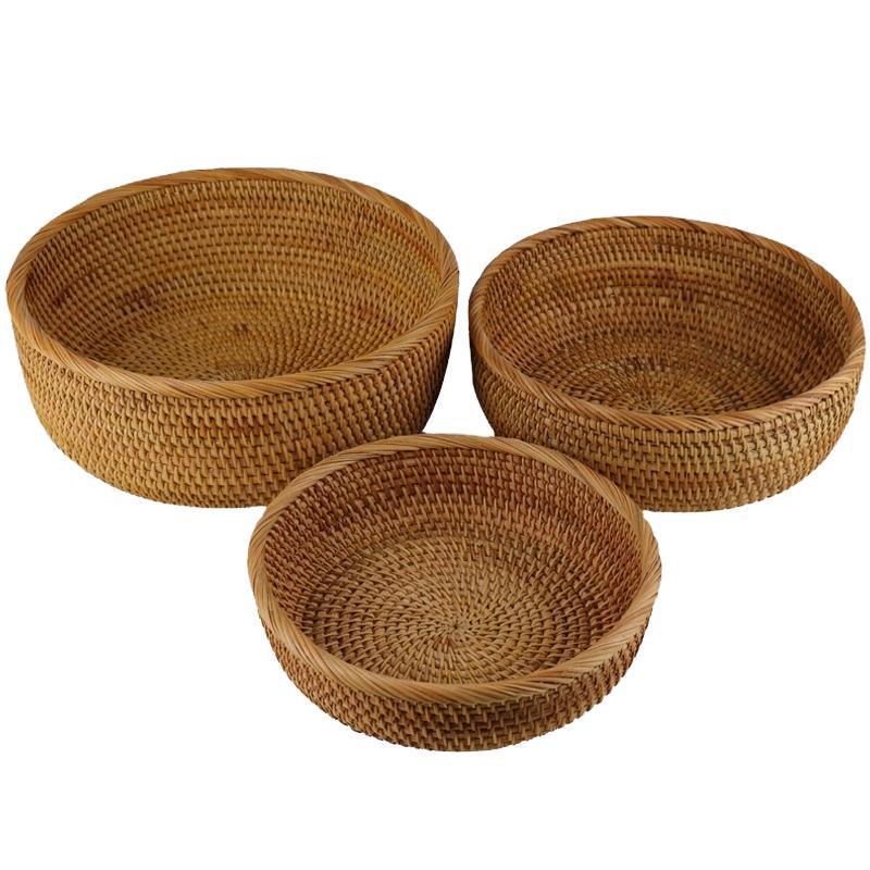 Handmade Woven Basket for Storage, Fruit, Bread, Steamed Buns, Snacks & Picnics