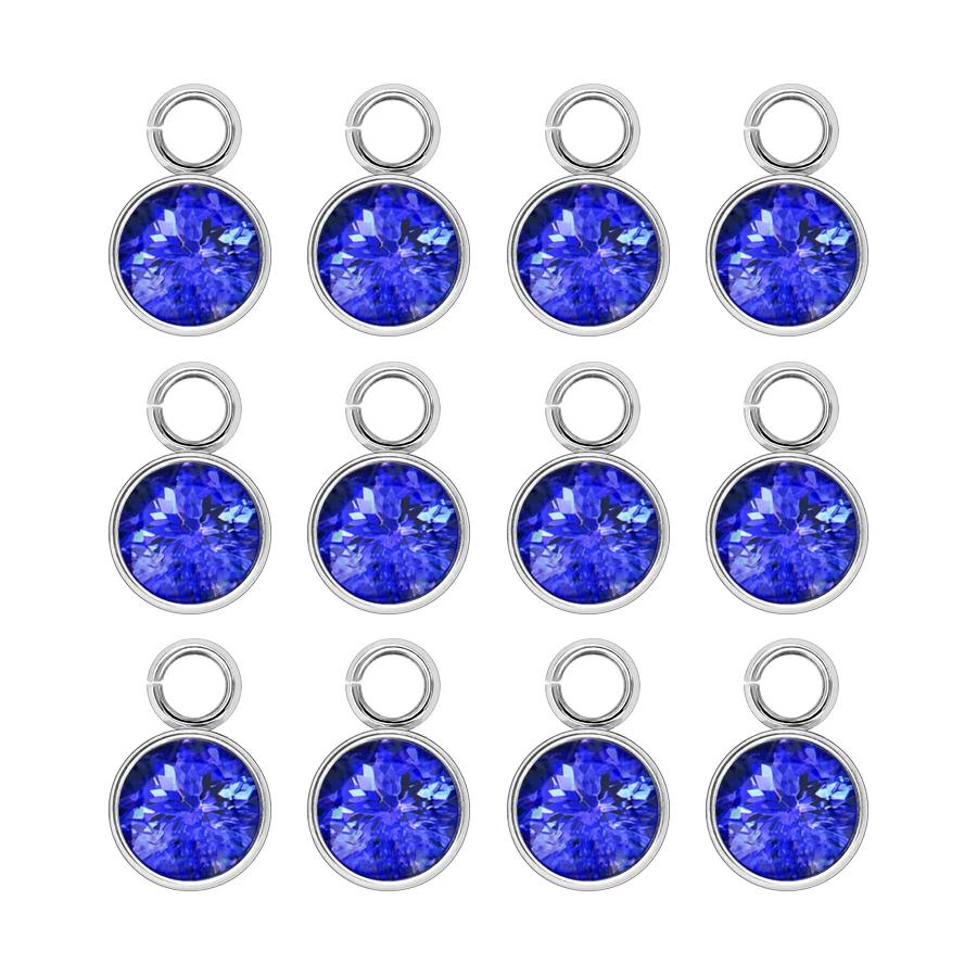 144Pcs/Lot Birthstone Necklace Pendant Jewelry Making Rhinestone Stainless Steel Charms For Women Earrings DIY Accessories Gift