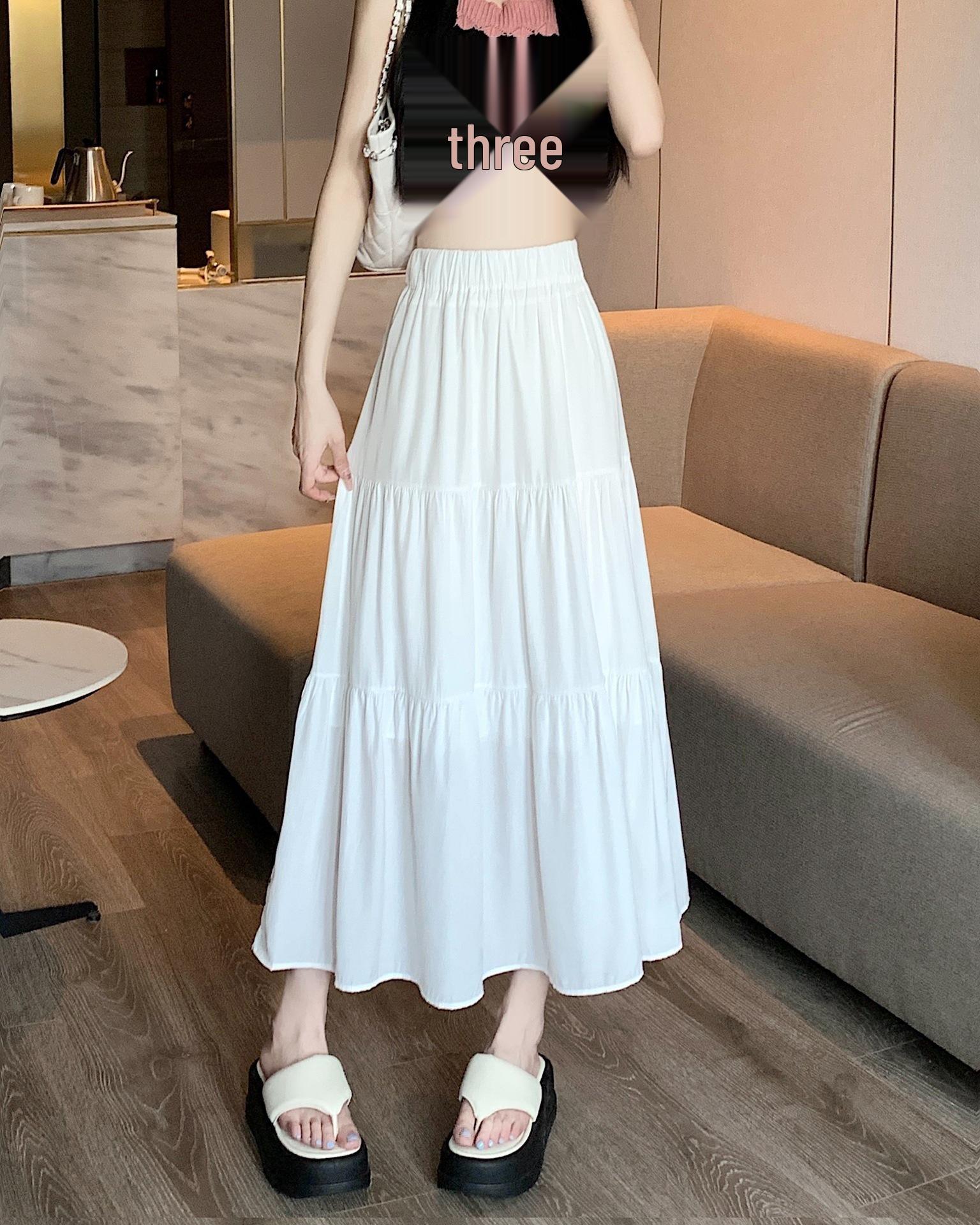 

Маленькая черно-белая миди-юбка-зонт с драпировкой и высокой талией для лета S белый