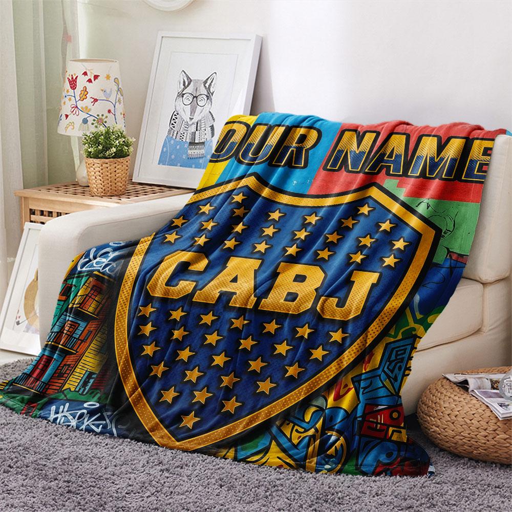 Custom Name,Boca Juniors Printed Flannel Blanket, soft throw for bedroom sofa, washable, Christmas present, great gift.
