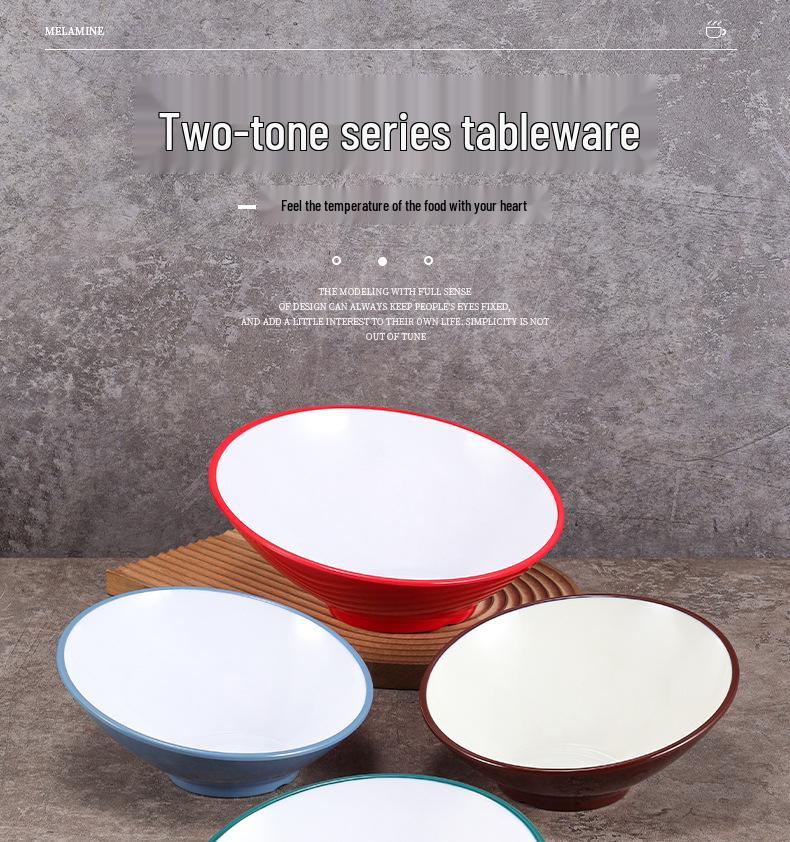 Velká šikmá melaminová mísa - Imitace porcelánu pro horký hrnec, salát a dochucovadla