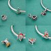 Copper New Christmas Charms Elk Santa Claus Bead Snowflake Bell Snowman Charm Fit Original Bracelet Diy Jewelry For Women