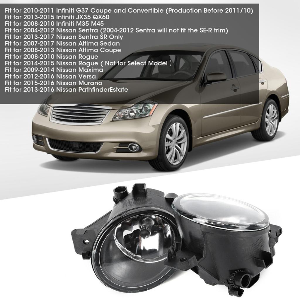 Pair Front Fog Light Lamp Fit for Nissan Altima Coupe 2008 2013 Included H11 Bulbs
