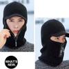 Men's Winter Knitted Hat with Zipper and Fur Lining To Keep Warm with Brim and Velvet Warm Ear Protection