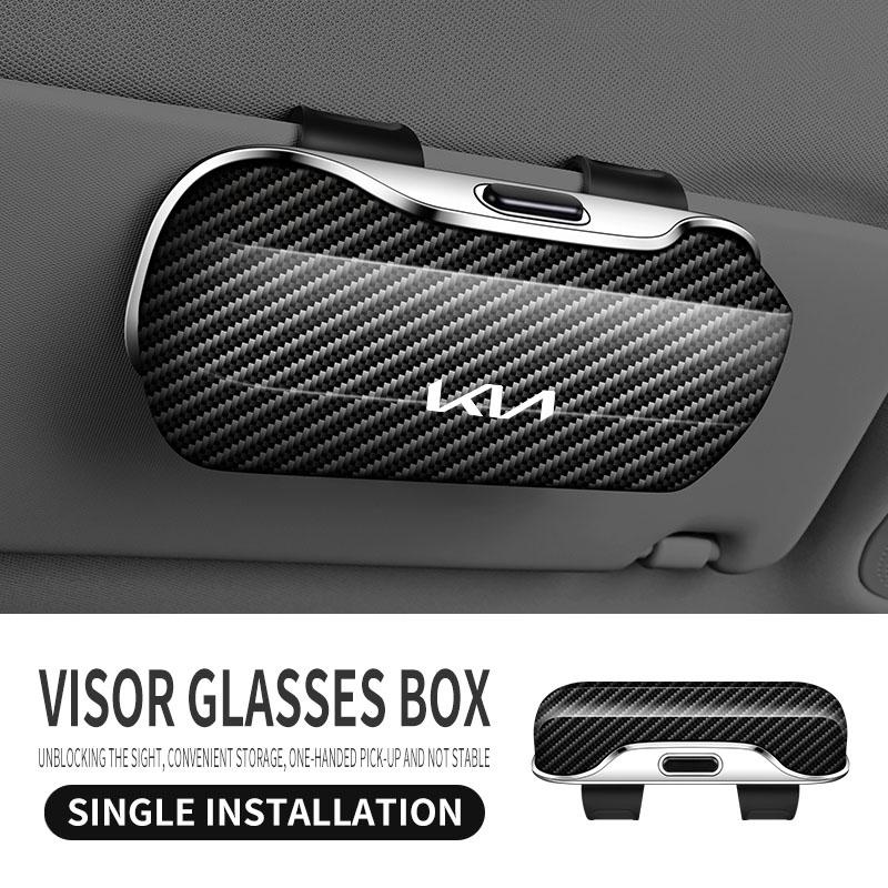 Car Visor Glasses Case ABS Flocking Sunglasses Holder Organizer Clip for Kia Sportage Sorento K5 K3 Seltos Rio Carnival Ceed Etc