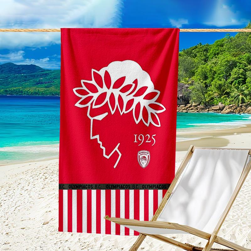 Olympiacos Fc: Toalla de Playa de Microfibra Orgullo Rojo y Negro, Ligera y de Secado Rápido, para Viajes de Verano, Esencial para la Playa, Piscina al Aire Libre