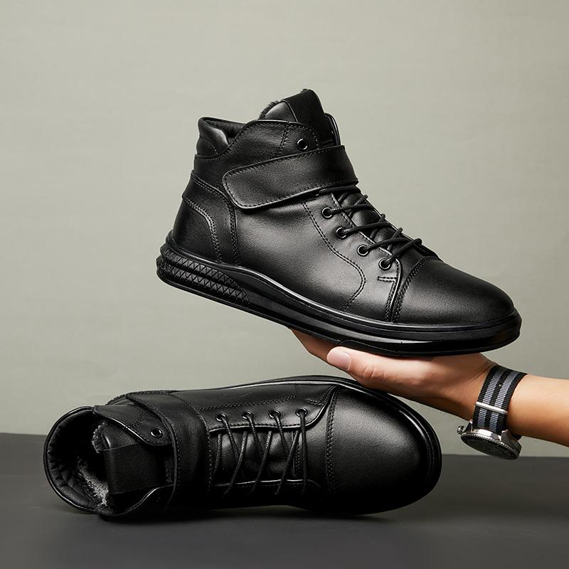 Fashion Men Winter Sneakers Casual Genuine Leather Motorcycle Boots Male Warm Comfortable Men Boots Walking Shoes Big Size 38-47