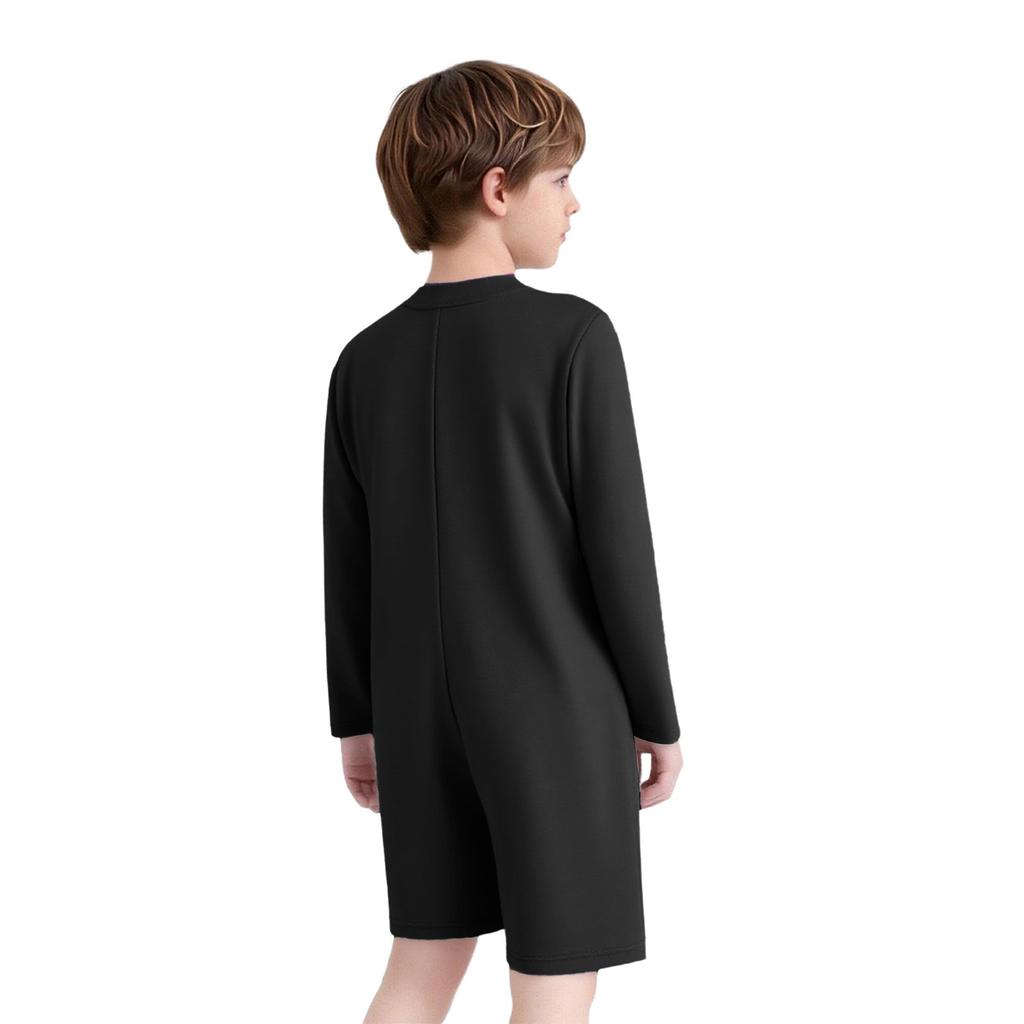 Combinaison Adaptative Unisex pour Enfants Col Rond Manches Longues Boutons-Pression à l'Entrejambe Couleur Unie Besoins Spéciaux