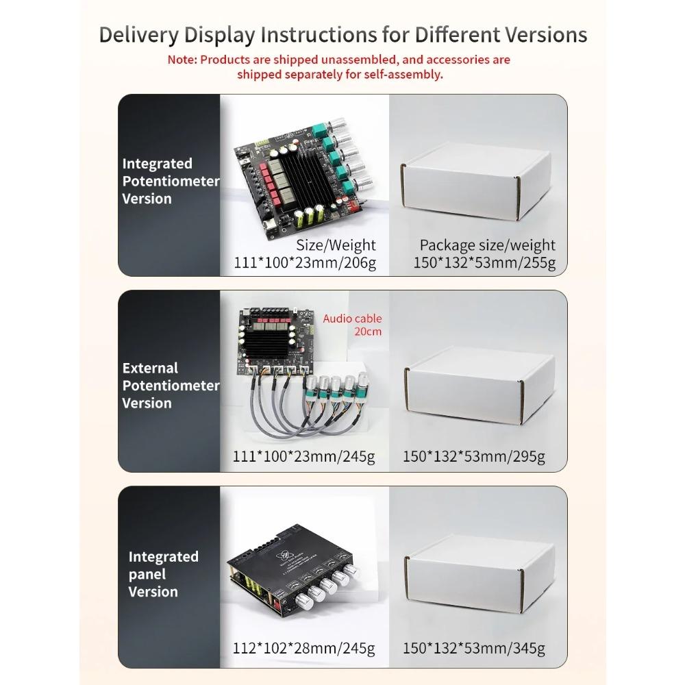 TPA3221 Bluetooth Power Amplifier Board 2*100W+200W 2.1 Ch Class D USB Sound Card Subwoofer Theater Audio Stereo Equalizer Amp
