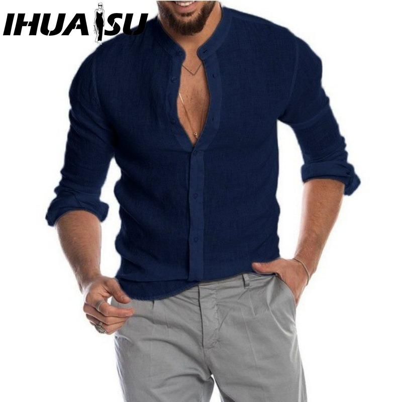 IHUASU Bavlněné tričko s dlouhým rukávem Pánská móda Volné tričko S potiskem Soucitné tričko