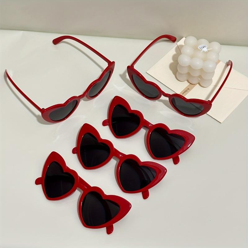 5 pairs of women's peach shaped PC frame fashionable glasses suitable for holidays weddings parties daily street style