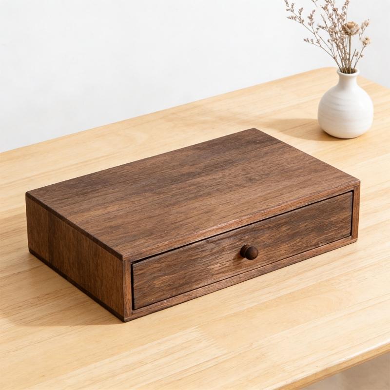Natural Wood Desk Organizers With Spacious Compartments For Stationery And Cosmetics