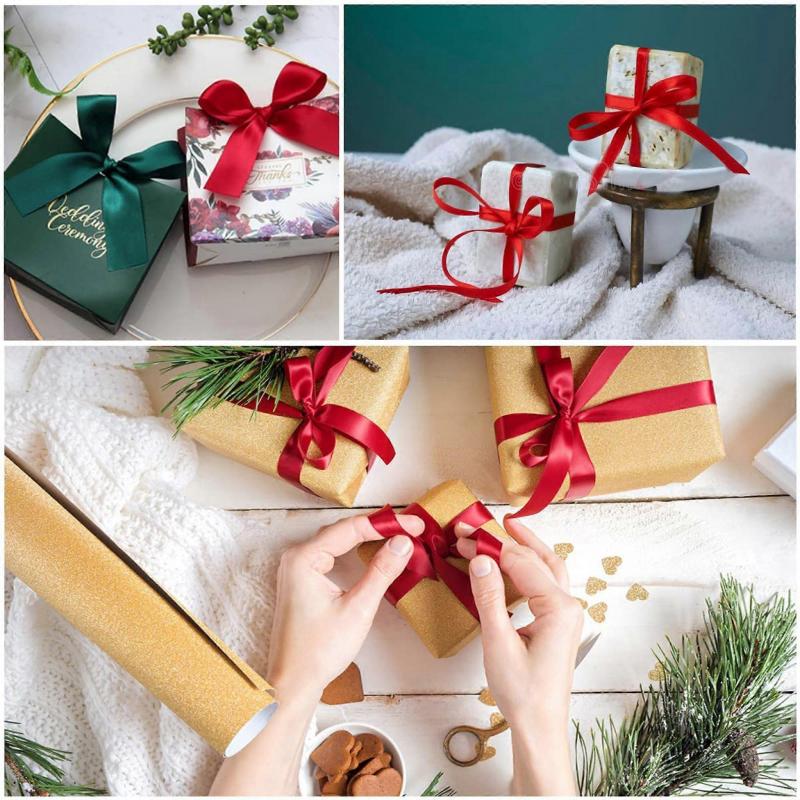 Double Faced Satin Ribbon, Premium Solid Color Satin Ribbon for Gift Wrapping, Crafts, 1 Inch x 10 Yards, Assorted Colors