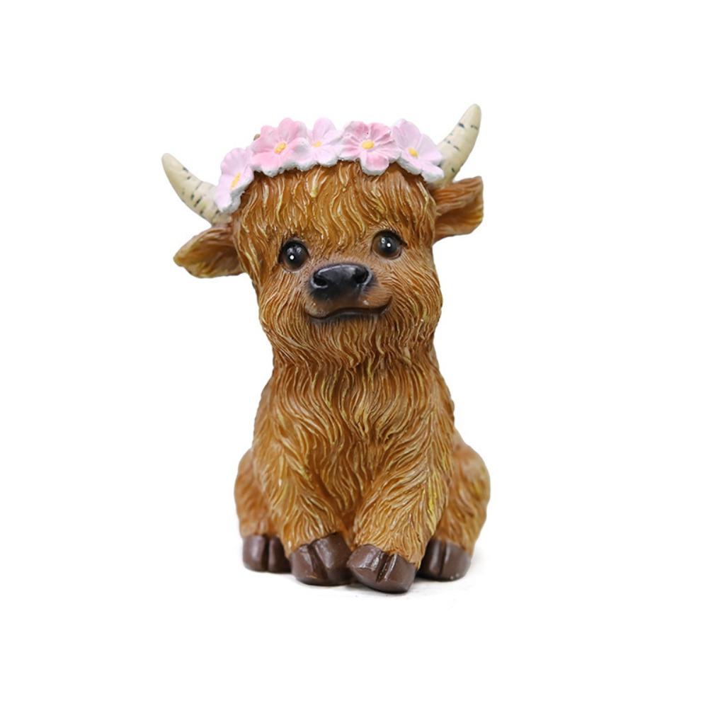 Cute Cow Statue Cartoon Miniatures Figurine Crafts Animal Sculpture  Cabinet