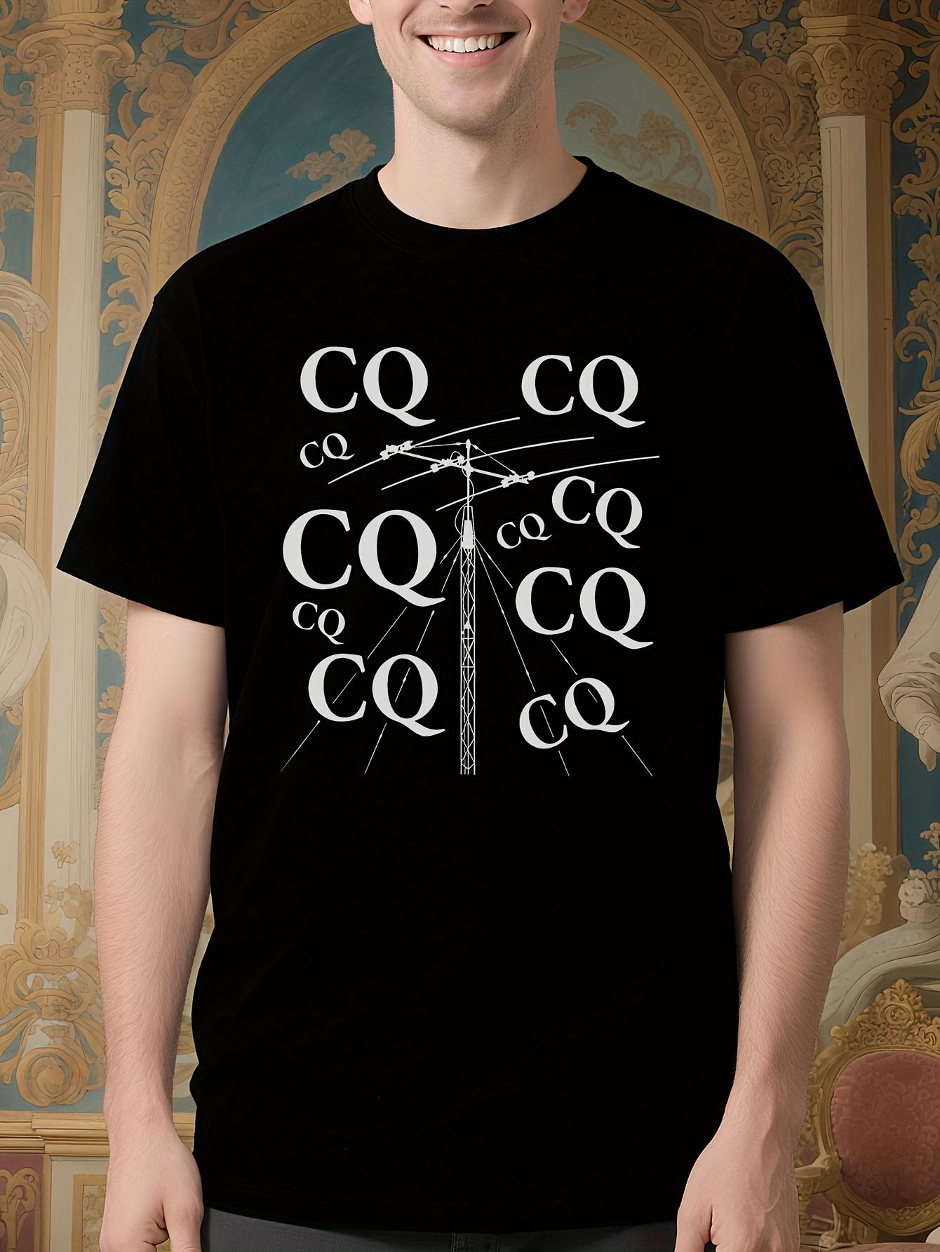 Ham Radio Morse Code CQ Calling Signal - Black with White Graphic T-shirt S
