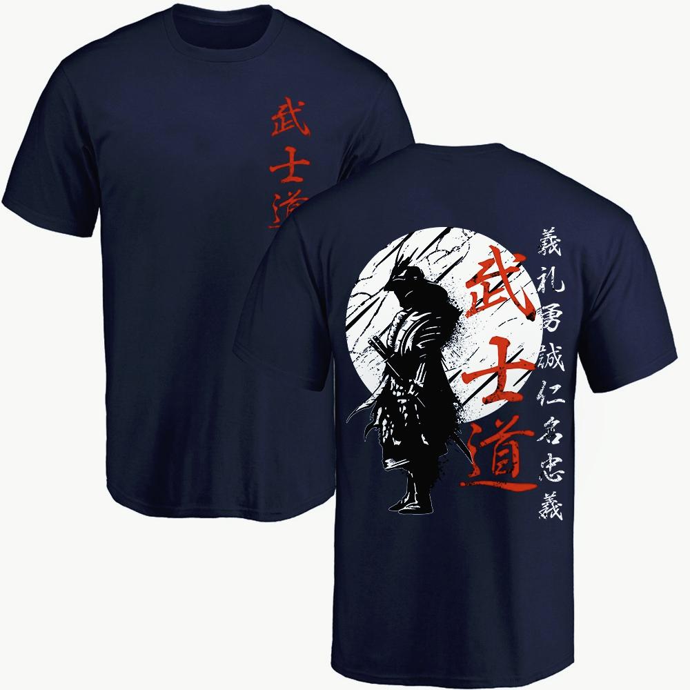 Japanese Samurai Spirit Men's T-Shirt Japanese Back Printing Loose Super Large Size Cotton Top T-Shirt Men's Gifts
