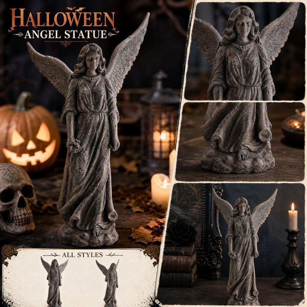 Gothic Concrete Statue with Design for Cemetery and Garden Outdoor Decoration