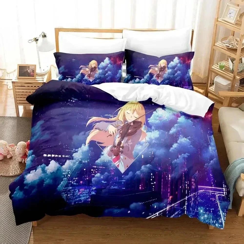 Luxury New 3D Print Anime Your Lie in April Bedding Set Boys Girls Twin Queen Duvet Cover  Kids Adult Fashion Home Textileextile