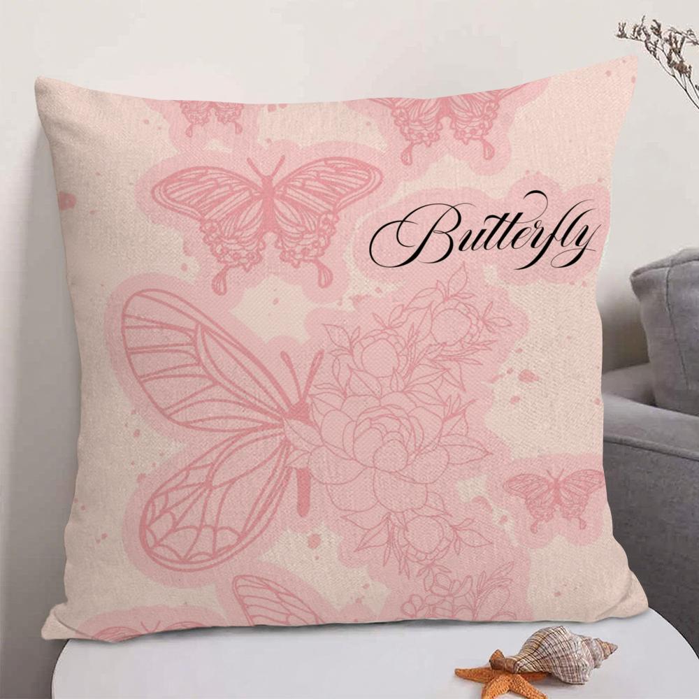 Camellia High-End Printing Cushion Cover Natural Linen Organic Fabric Double-Sided Printing Sofa Home Decor Gift Pillow Case