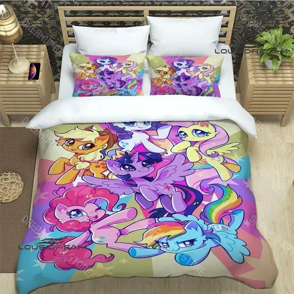 

Мультяшні My Little-P-Ponys Комплекти постільної білизни вишуканий набір для ліжка підковдра комплект ковдри комплект постільної білизни розкішний подарунок на день народження U Queen 210x210cm