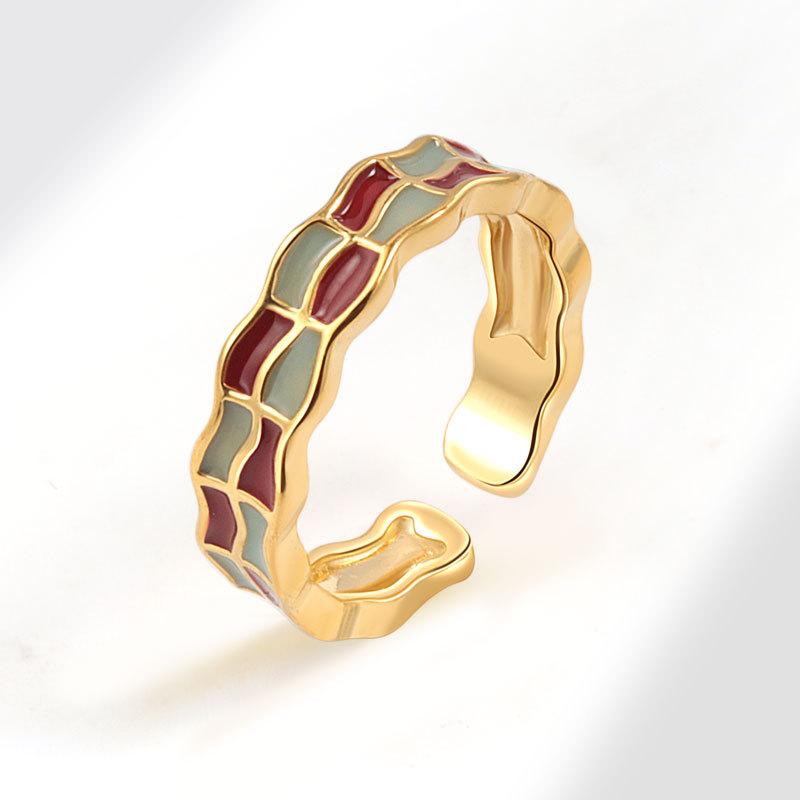 Aukštos kokybės spalvingas emalio širdelės atviro žiedo dizainas, paprastas ir dosnus skonis, moteriškas nišinis, aukštos prabangos emalio mados tendencijų žiedas, papuošalas