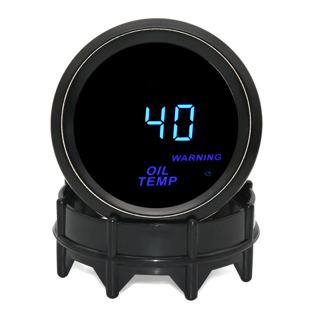 52mm Blue Backlight Digital Gauge Boost PSI BAR Oil Pressure Oil Water Temp Voltmeter Tachometer RPM Meter with Warning Light