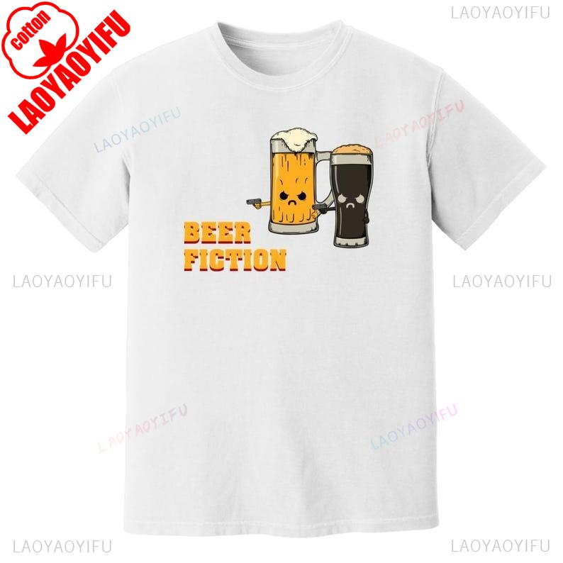 Beer Fiction Tshirt Cotton Short Sleeve Summer Graphic Oneck Tee Craft Beer Pop Culture Gift Funny Casual Breathable Clothing S