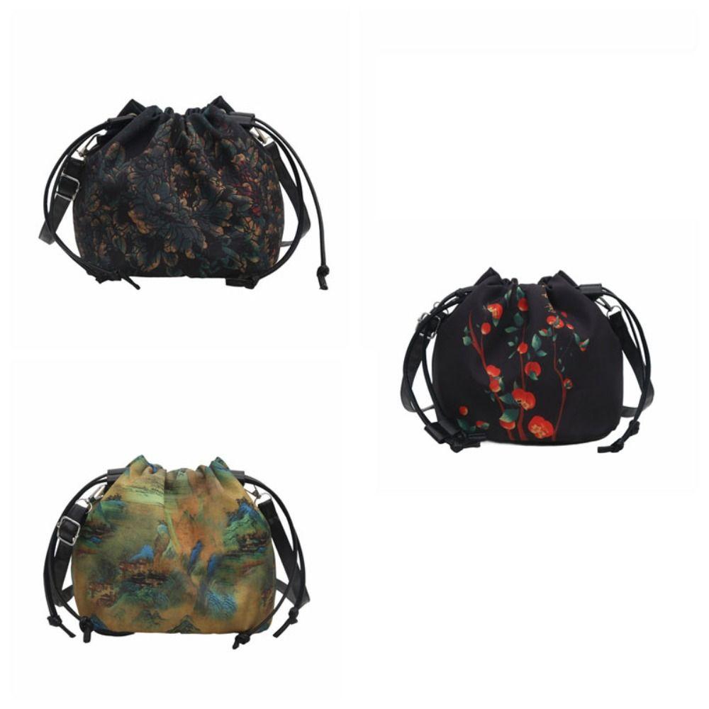 Sanitary Napkin Bag Flower Handbags Cloth Hanfu Drawstrings Bag Ethnic Style Crossbody Bag  Outdoor