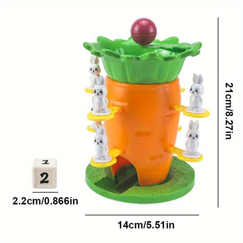 Colorful Carrot Balance Tower Toy Fun Family-Friendly Interactive Desktop Game for Youngsters,Plastic Rabbit Vegetable Stackable Tower with Green Base